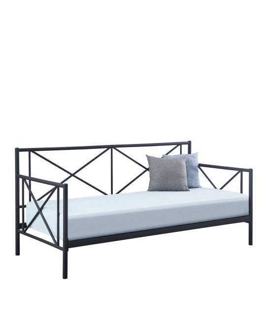 Κρεβάτι Μονό ArteLibre JASMINE Μαύρο Μέταλλο 208x97.6x100cm (Στρώμα 90x200cm)