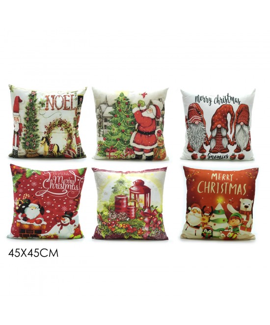 Μαξιλάρι Με Χριστουγεννιάτικη Διακόσμηση Πολύχρωμο Ύφασμα 45x45cm Σε 6 Σχέδια
