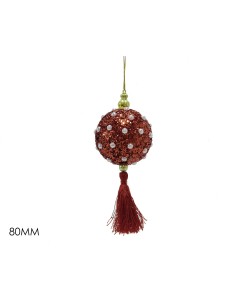Στολίδι Κρεμαστό Μπάλα Με Πέρλες Και Φούντα Κόκκινο Φ8cm Στολίδι Κρεμαστό Μπάλα Με Πέρλες Και Φούντα Κόκκινο Φ8cm