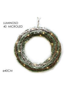 Στεφάνι Χιονισμένο Με 40 Micro LED Πράσινο/Λευκό Φ40cm Στεφάνι Χιονισμένο Με 40 Micro LED Πράσινο/Λευκό Φ40cm