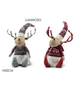 Στοπ Πόρτας Τάρανδος Φωτιζόμενος Πολύχρωμο Λούτρινο 30cm Σε 2 Σχέδια