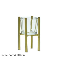 Κηροπήγιο Χρυσό Μέταλλο/Γυαλί 6x12cm