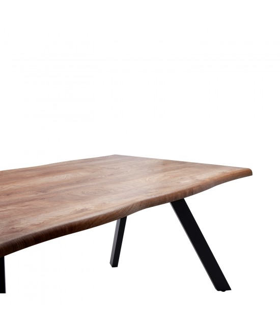 Τραπέζι Τραπεζαρίας ArteLibre AOSA Honey Maple/Μαύρο MDF/Μέταλλο 160x90x76cm