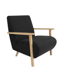 Πολυθρόνα ArteLibre GREVILLEA Μαύρο/Φυσικό Ύφασμα/Ξύλο 82x70.5x85cm