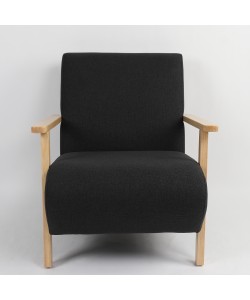 Πολυθρόνα ArteLibre GREVILLEA Μαύρο/Φυσικό Ύφασμα/Ξύλο 82x70.5x85cm