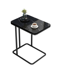 Τραπεζάκι Βοηθητικό ArteLibre RIONI Μαύρο Με Όψη Μαρμάρου MDF/Μέταλλο 50x30x58cm