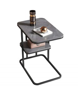 Τραπεζάκι Βοηθητικό ArteLibre ALAZANI Γκρι Με Όψη Μαρμάρου MDF/Μέταλλο 50x30x58cm