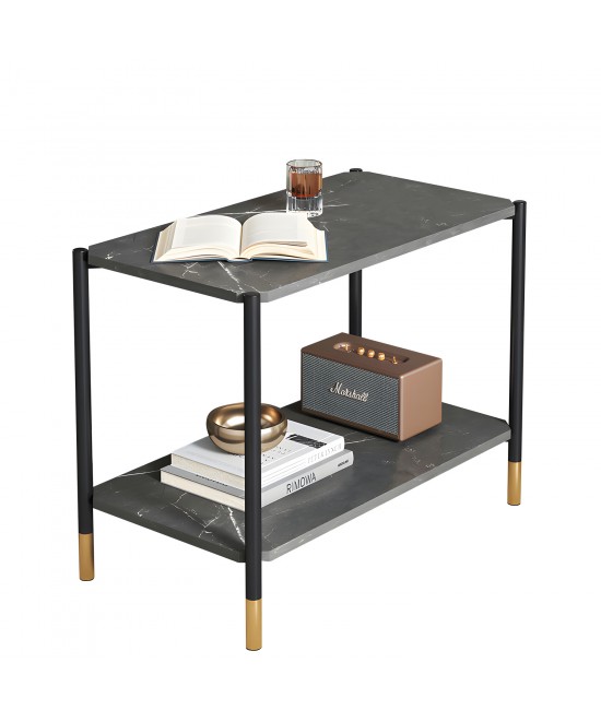 Τραπεζάκι Σαλονιού ArteLibre ASSA Γκρι Με Όψη Μαρμάρου MDF/Μέταλλο 60x40x55cm