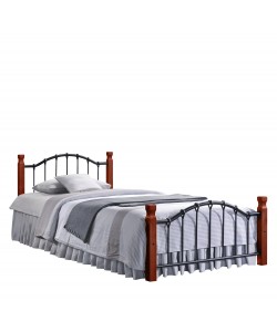 Κρεβάτι Διπλό ArteLibre CONCORDIA Μαύρο/Βελανιδιά Μέταλλο/Ξύλο 200x155x84cm (Στρώμα 150x200cm)