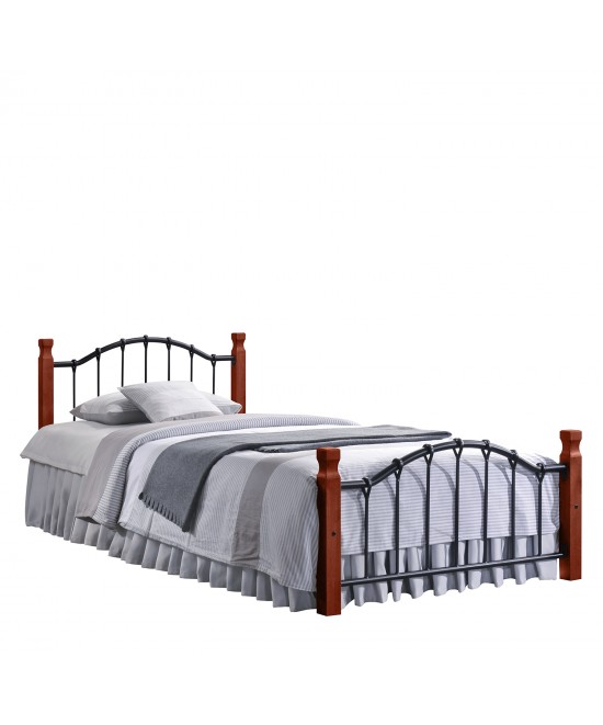 Κρεβάτι Διπλό ArteLibre CONCORDIA Μαύρο/Βελανιδιά Μέταλλο/Ξύλο 200x155x84cm (Στρώμα 150x200cm)