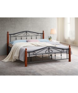 Κρεβάτι Διπλό ArteLibre TULLY Μαύρο/Βελανιδιά Μέταλλο/Ξύλο 200x155x84cm (Στρώμα 150x200cm)