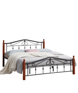 Κρεβάτι Διπλό ArteLibre TULLY Μαύρο/Βελανιδιά Μέταλλο/Ξύλο 200x163x84cm (Στρώμα 160x200cm)