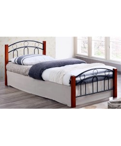 Κρεβάτι Ημίδιπλο ArteLibre JEMINA Μαύρο/Βελανιδιά Μέταλλο/Ξύλο 200x125x84cm (Στρώμα 120x200cm)