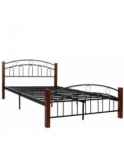 Κρεβάτι Διπλό ArteLibre JEMINA Μαύρο/Βελανιδιά Μέταλλο/Ξύλο 200x155x84cm (Στρώμα 150x200cm)