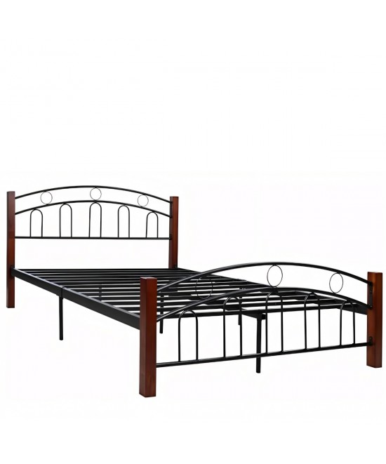 Κρεβάτι Διπλό ArteLibre JEMINA Μαύρο/Βελανιδιά Μέταλλο/Ξύλο 200x163x84cm (Στρώμα 160x200cm)