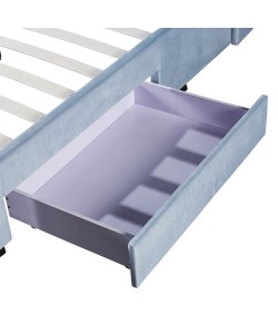 Κρεβάτι Διπλό ArteLibre ANNONA Γαλάζιο Βελούδο 217x175x117.5cm (Στρώμα 160x200cm)