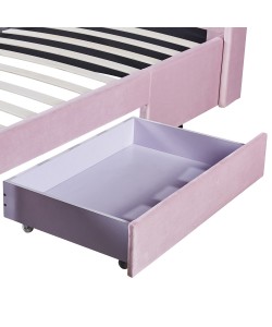 Κρεβάτι Διπλό ArteLibre ANNONA Ανοιχτό Ροζ Βελούδο 217x175x117.5cm (Στρώμα 160x200cm)