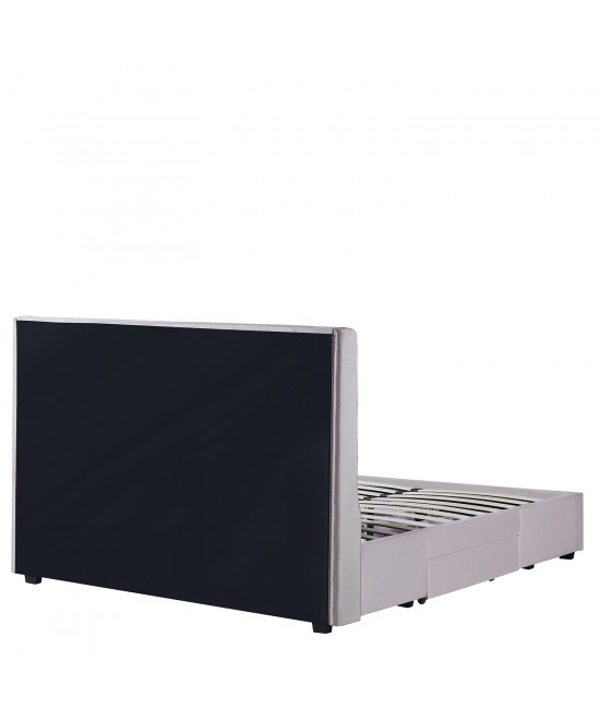 Κρεβάτι Διπλό ArteLibre ANNONA Ivory Βελούδο 217x175x117.5cm (Στρώμα 160x200cm)