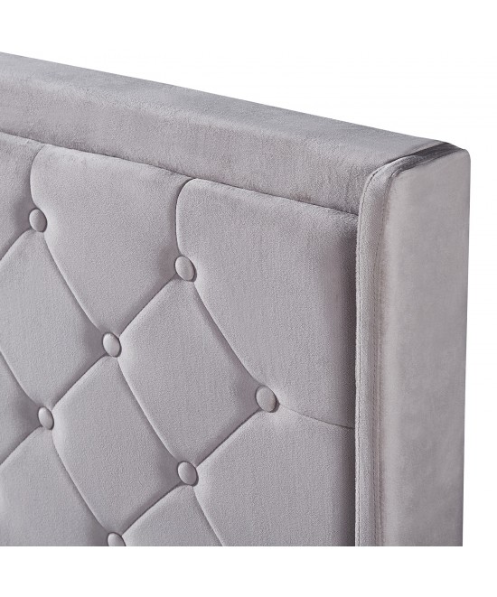 Κρεβάτι Διπλό ArteLibre ANNONA Ivory Βελούδο 217x175x117.5cm (Στρώμα 160x200cm)