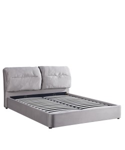 Κρεβάτι Διπλό ArteLibre ACAENA Γκρι Βελούδο 224x182.5x97cm (Στρώμα 160x200cm)