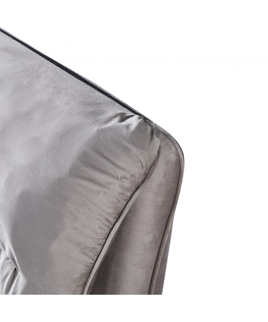 Κρεβάτι Διπλό ArteLibre ACAENA Γκρι Βελούδο 224x182.5x97cm (Στρώμα 160x200cm)