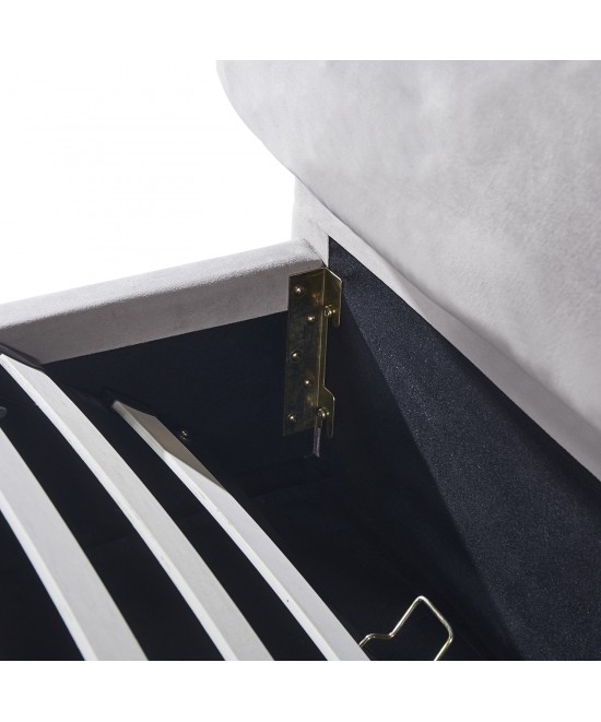 Κρεβάτι Διπλό ArteLibre ACAENA Γκρι Βελούδο 224x182.5x97cm (Στρώμα 160x200cm)