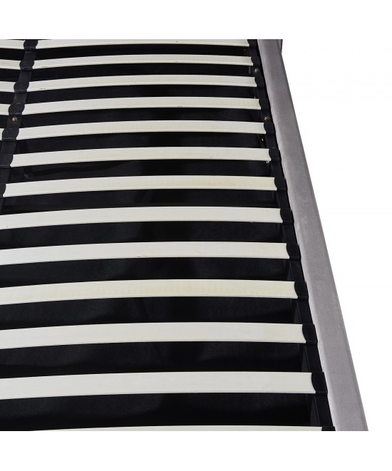 Κρεβάτι Διπλό ArteLibre ACAENA Γκρι Βελούδο 224x182.5x97cm (Στρώμα 160x200cm)