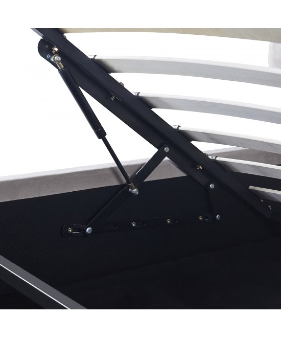 Κρεβάτι Διπλό ArteLibre ACAENA Γκρι Βελούδο 224x182.5x97cm (Στρώμα 160x200cm)