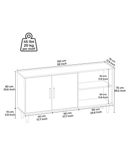 Έπιπλο Τηλεόρασης ArteLibre BERISO Λευκό/Καρυδί Μοριοσανίδα/Μελαμίνη 150x35x75cm