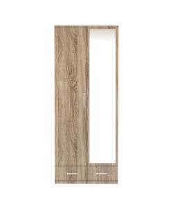 Ντουλάπα Δίφυλλη ArteLibre SOLVI Με Καθρέπτη Φυσικό Μοριοσανίδα 60x33x180cm