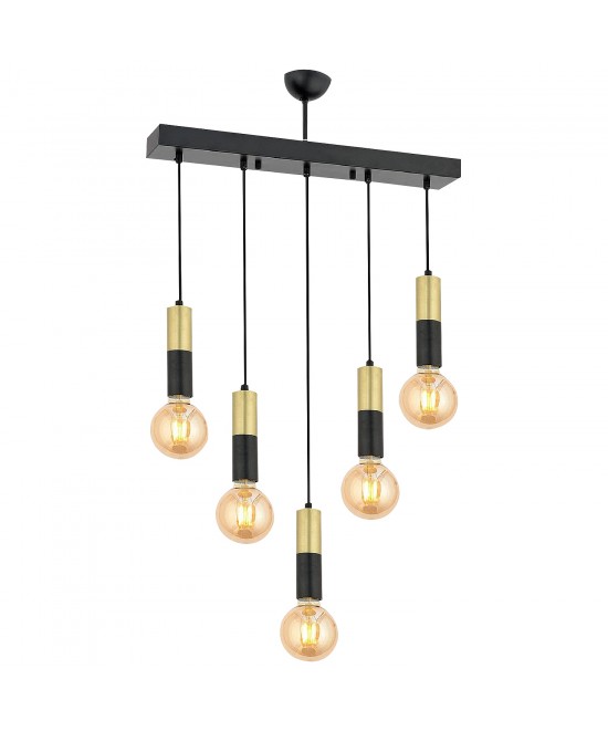 Φωτιστικό Κρεμαστό ArteLibre AQUILA Πεντάφωτο Μαύρο/Χρυσό Μέταλλο 70x90cm