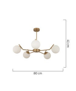 Φωτιστικό Κρεμαστό ArteLibre CRATER Πεντάφωτο Χρυσό/Λευκό Μέταλλο/Γυαλί 80x41cm