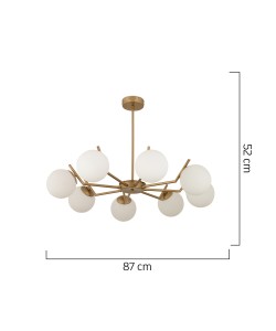 Φωτιστικό Κρεμαστό ArteLibre CRATER Οχτάφωτο Χρυσό/Λευκό Μέταλλο/Γυαλί 87x52cm