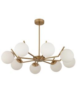Φωτιστικό Κρεμαστό ArteLibre CRATER Οχτάφωτο Χρυσό/Λευκό Μέταλλο/Γυαλί 87x52cm