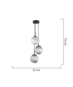 Φωτιστικό Κρεμαστό ArteLibre EQUULEUS Τρίφωτο Μαύρο/Λευκό Μέταλλο/Γυαλί 12x73cm