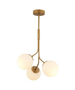 Φωτιστικό Κρεμαστό ArteLibre MENSA Τρίφωτο Χρυσό/Λευκό Μέταλλο/Γυαλί 40x70cm