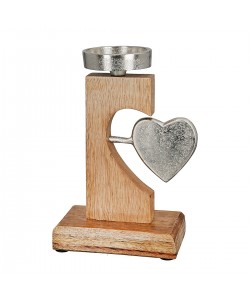 Θήκη Ρεσώ ArteLibre Καρδιές Φυσικό/Ασημί Ξύλο/Αλουμίνιο 8x15x20cm