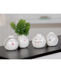 Βάζο ArteLibre Πρόσωπο Λευκό Κεραμικό 7.6cm Σε 4 Σχέδια Βάζο ArteLibre Πρόσωπο Λευκό Κεραμικό 7.6cm Σε 4 Σχέδια