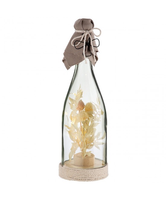 Διακοσμητικό ArteLibre Μπουκάλι Σαμπάνιας Με Εσωτερική Διακόσμηση Φωτιζόμενο LED Διάφανο/Φυσικό Γυαλί 29.5cm Σε 3 Σχέδια