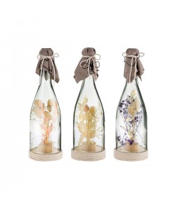 Διακοσμητικό ArteLibre Μπουκάλι Σαμπάνιας Με Εσωτερική Διακόσμηση Φωτιζόμενο LED Διάφανο/Φυσικό Γυαλί 29.5cm Σε 3 Σχέδια