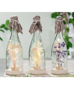 Διακοσμητικό ArteLibre Μπουκάλι Σαμπάνιας Με Εσωτερική Διακόσμηση Φωτιζόμενο LED Διάφανο/Φυσικό Γυαλί 29.5cm Σε 3 Σχέδια