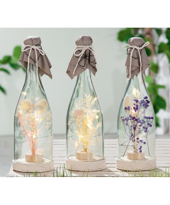 Διακοσμητικό ArteLibre Μπουκάλι Σαμπάνιας Με Εσωτερική Διακόσμηση Φωτιζόμενο LED Διάφανο/Φυσικό Γυαλί 29.5cm Σε 3 Σχέδια