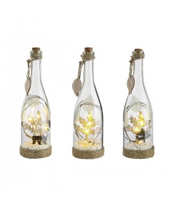 Διακοσμητικό ArteLibre Μπουκάλι Με Εσωτερική Διακόσμηση Φωτιζόμενο LED Διάφανο/Φυσικό Γυαλί/Ξύλο 30cm Σε 3 Σχέδια
