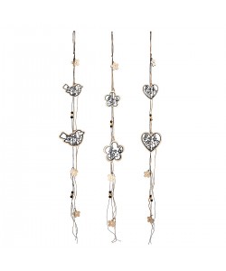 Διακοσμητικό Κρεμαστό ArteLibre Πουλί/Τριφύλλι/Καρδιά Φυσικό/Μαύρο Ξύλο/Σχοινί 1x11x85cm Σε 3 Σχέδια