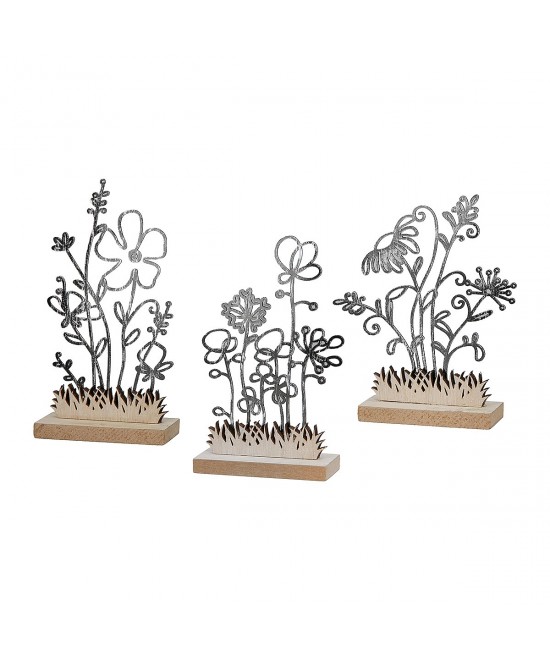 Διακοσμητικό ArteLibre Φυτά Μαύρο/Φυσικό MDF 3x11.8x13.5cm Σε 3 Σχέδια