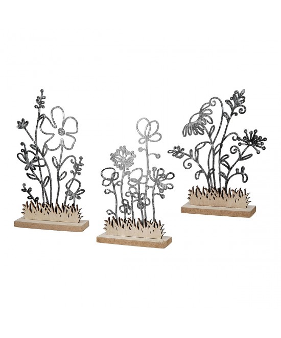 Διακοσμητικό ArteLibre Φυτά Μαύρο/Φυσικό MDF 3.5x16.5x19cm Σε 3 Σχέδια