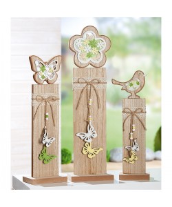 Διακοσμητικό ArteLibre Σταντ Με Πουλί/Λουλούδι/Πεταλούδα Φυσικό MDF 8x12x43cm Σε 3 Σχέδια