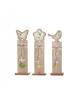 Διακοσμητικό ArteLibre Σταντ Με Πουλί/Λουλούδι/Πεταλούδα Φυσικό MDF 8x12x43cm Σε 3 Σχέδια