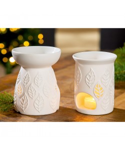 Θήκη Ρεσώ ArteLibre Με Διακόσμηση Φύλλα Λευκό Πορσελάνη 10x12cm Σε 2 Σχέδια