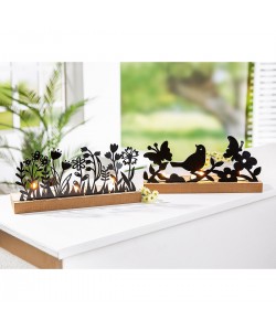 Θήκη Ρεσώ ArteLibre 3θέσια Με Διακόσμηση Μαύρο/Φυσικό Μέταλλο/Ξύλο 7.5x24x10.5cm